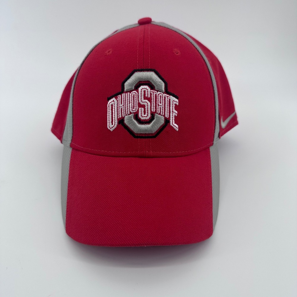 Nike Ohio State Buckeyes Hat Cap Mens OS Red Grey Legacy91 Dri-Fit 24735X-OS1